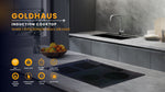 GoldHaus 30" 4 Burner Induction Cooktop with 2500W Boost, Touch Slider, WiFi Control, Black Kanger Glass