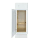 White Shaker base trash kitchen cabinet 9W x 24D x 34.5H