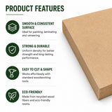 Natural mdf sheet 12 x 18 x 1/2 inch