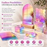 Iridescent Rainbow acrylic mirror 12 x 12 x 1/8 inch with mirror finish — set of 2