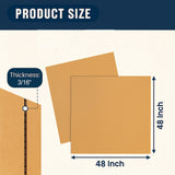 Set of 300 Kraft brown corrugated cardboard sheets 48 x 48 x 3/16 inch with corrugated profile