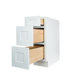 White Shaker 3-drawer base kitchen cabinet 21W x 24D x 34.5H
