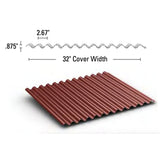 Falken Design Galvalume Plus Corrugated Metal Roof Panel 34" x 96" x 7/8" - 26 GA - Long-Lasting Outdoor — set of 10