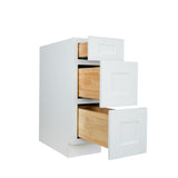 White Shaker 3-drawer base kitchen cabinet 21W x 24D x 34.5H